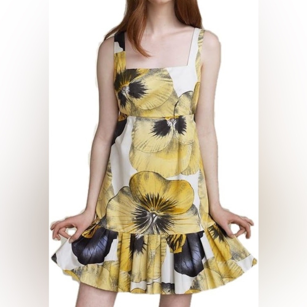 Anthropologie Leifsdottir Bellis Brushstroke Dress Crisscross Back Floral Midi 2